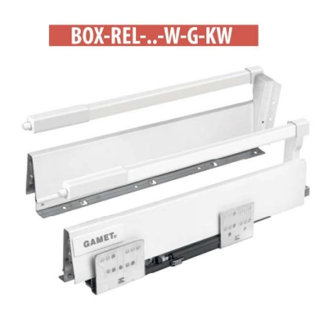 GametBOX wysoki z 2  relingami kwadratowymi szary/biały 23
